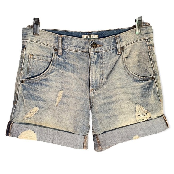 Forever 21 I Love H81 Cuffed Distressed Denim Jeans Shorts Size 26 NWT - Picture 3 of 14